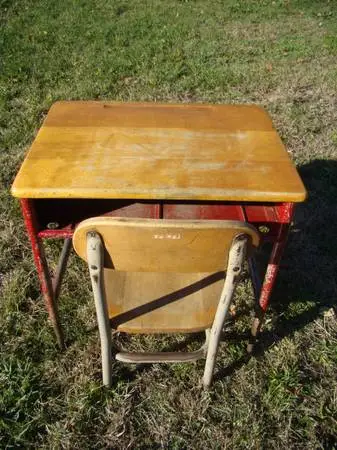 Vintage Childs School Desk With Chair