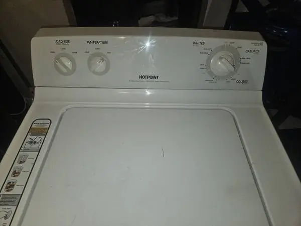 27 Hotpoint top load washer, dual action agitator, 3.6 cf ribbed cera