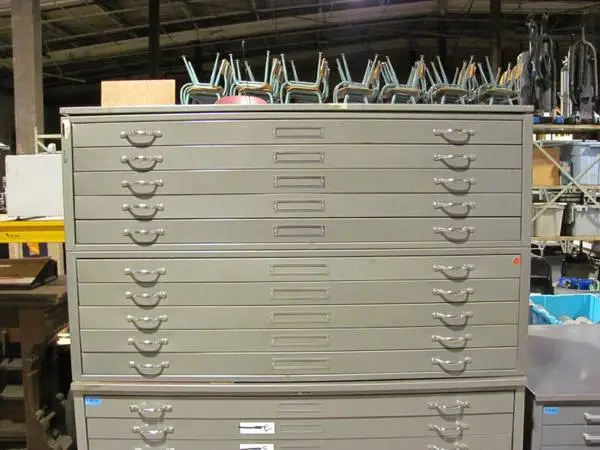 Stacor ten drawer metal flat file cabinet with top (54 x 42 x 31.5h)