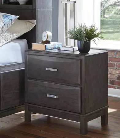 Ashley Caitbrook Contemporary 2 Drawer Nightstand Weathered Gray, Set of 2