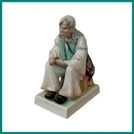 Zsolnay Of Pecs, Hungary Man Whittling Figurine