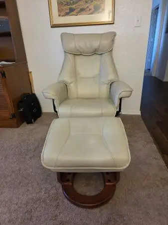 leather reclining chair and footrest