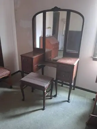 Antique vanity and stool