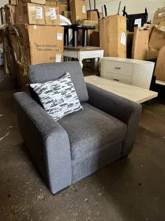Charcoal Grey Armchair with Storage Drawer