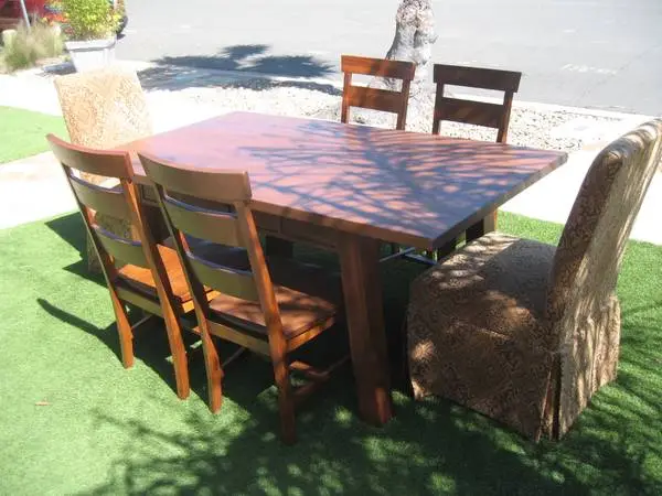 Solid Hardwood Dining Set-6 Chairs+Butcher Block Table-Like New
