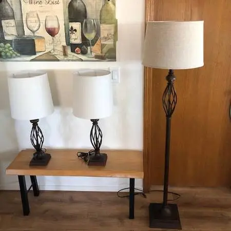 Nightstand and standing lamps