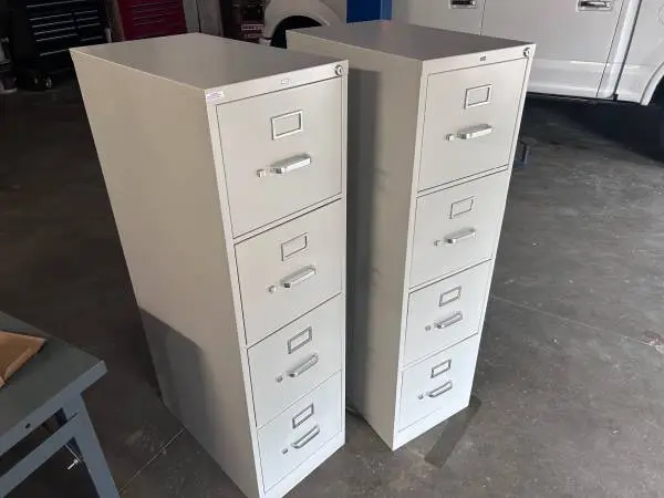 Filing Cabinet 4 Drawer HON Grey Cabinets Vertical Pair