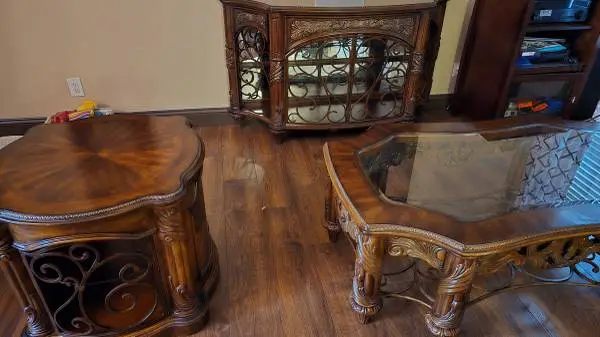3pc Aico Coffee Table, Console Tv Stand Set Living Room