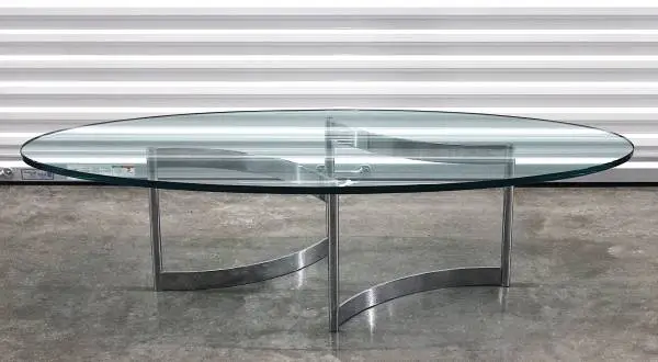 AUTHENTIC Paul Legeard Chrome & Glass Oval Coffee Table