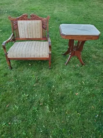 Antique Parlor Table and Settee