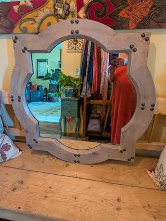 Large Substantial Wooden Mirror
