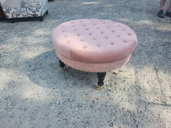 Round Velvet Ottoman