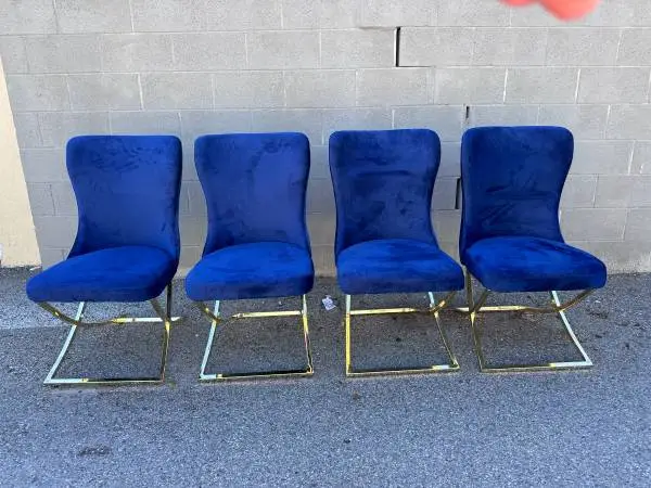 Set Of 8 - Royal Velvet Blue/Silver Accent Chair   This is a gorgeous