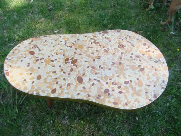 Vintage Mosaic Tile Kidney Shape Coffee Table