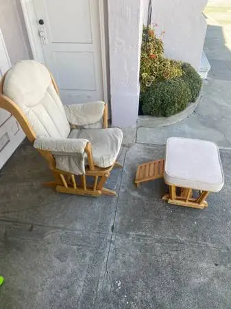 REDUCED: Dutailier Canadian hardwood glider with footrest