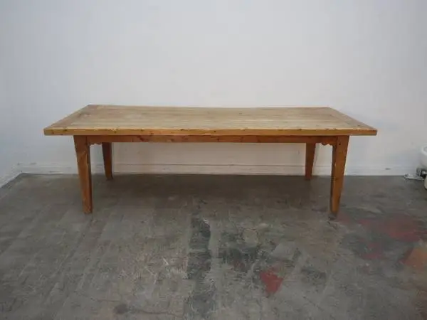 Antique American Farmhouse Solid Reclaimed White Pine Dining Table w/