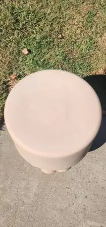 UO Home Mila Scallop Ceramic Indoor/Outdoor Stool/Table in Light Pink