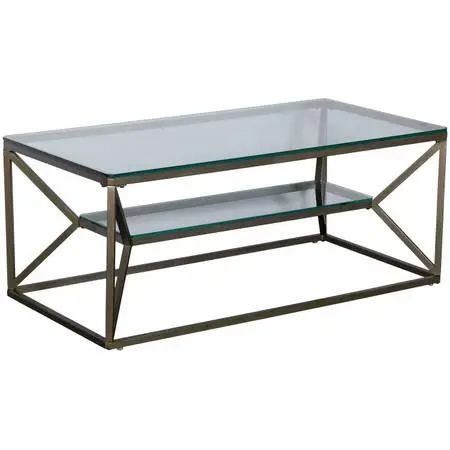 Coffee Table Glass Metal NEW