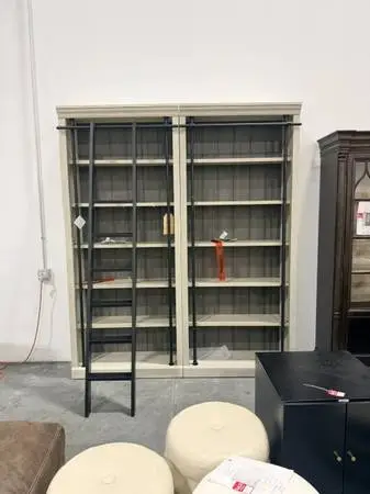 Sawyers Bookcases Set Of 2 Bookcases 1 Ladder Aged Chateau White