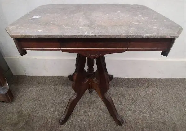 Antique Marble Top Lamp Table