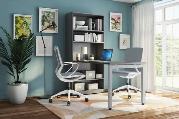 *9 colors 60,66,71w x 30d U Leg Desk with 71H Adj Shelf Bookcase