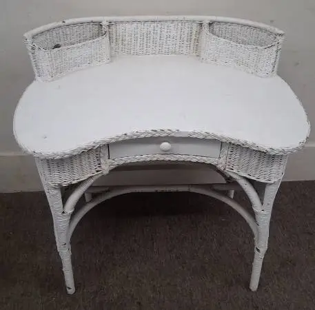 White Wicker Desk