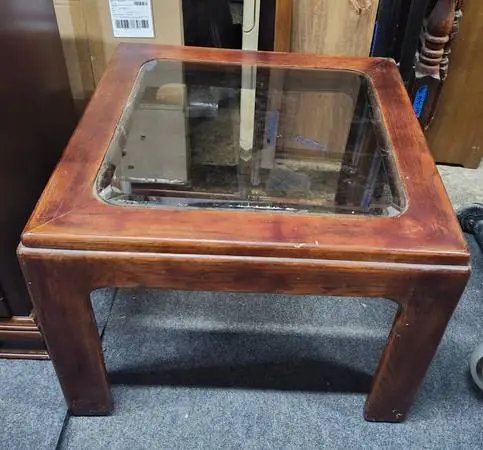 Square Side Table with Glass Insert