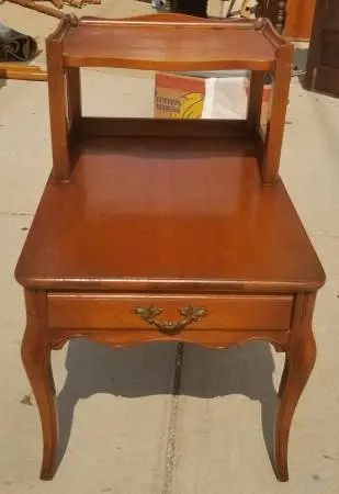 French Provincial Mid Century Maple Nightstand / End Table