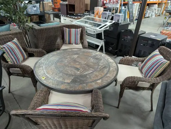 5 piece wicker round outdoor dining set