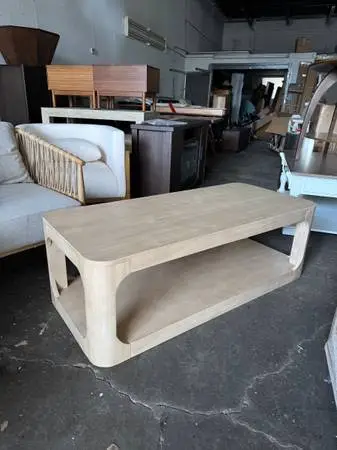 Forma 54 in. Blonde Rectangle Wood Coffee Table with Shelf