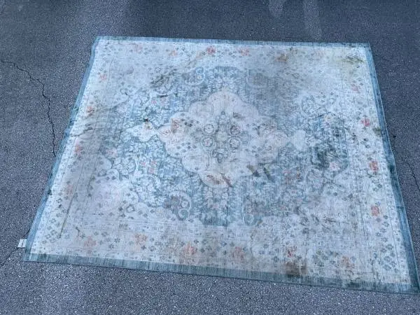 Rectangular Area Rug -( size: 8ft x 10ft, multi colored )- Used