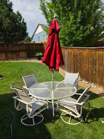 4 chair patio table with umbrella