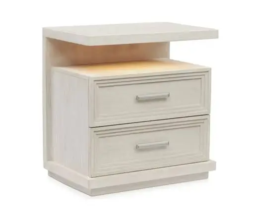 Arielle Nightstand with USB Charging and Light - Parchment