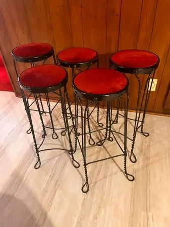 Vintage Wrought-Iron Soda Parlor Barstools