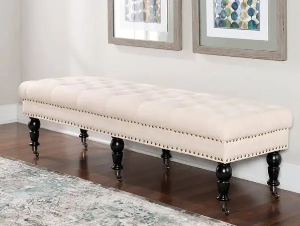 62 inch Natural Bench, Dark Espresso Finish