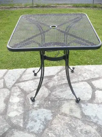 Vintage Wrought Iron Table with Umbrella Hole