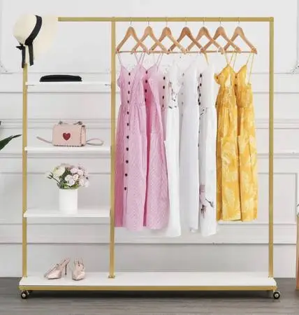 BRAND NEW Golden Clothing Rack w/Shelves