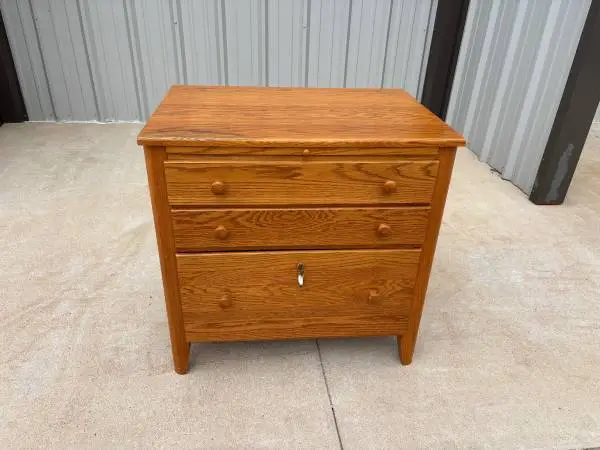 Exquisite Like New Flawless Oak 3 Drawer File Cabinet