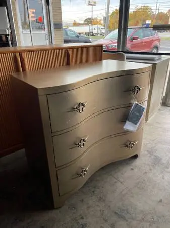 Hooker Living Room Sanctuary Three-Drawer Shaped Front Gold Chest