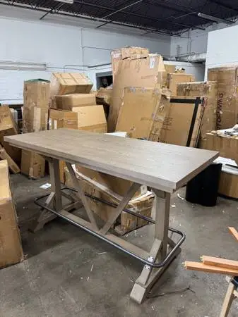 Brown Bar Height Trestle Table - Elegant Pecan Finish