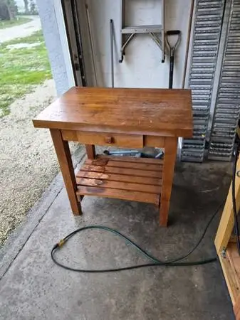 VINTAGE HEAVY BUTCHERS BLOCK TABLE