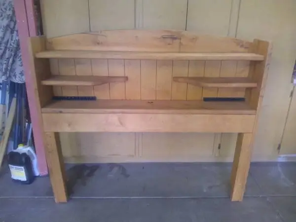 Queen size real wood headboard with shelves
