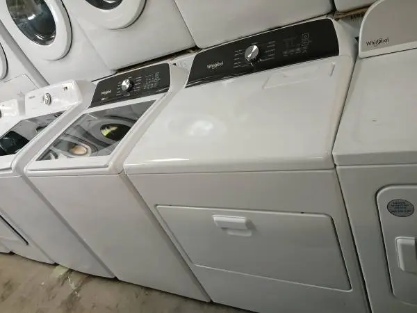 Whirlpool white top load washer with removable Agitator and gas dryer
