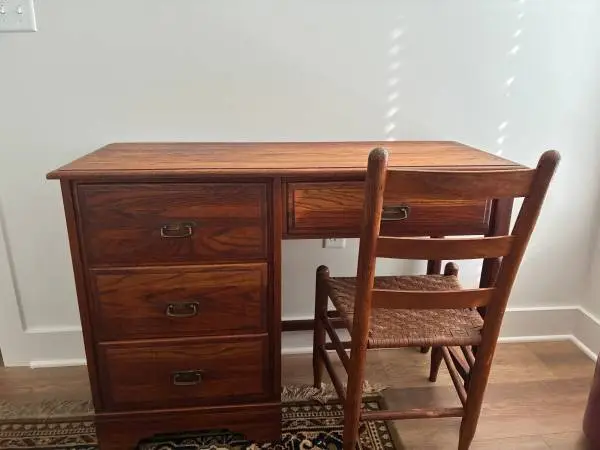 Vintage Wood Desk and Chair