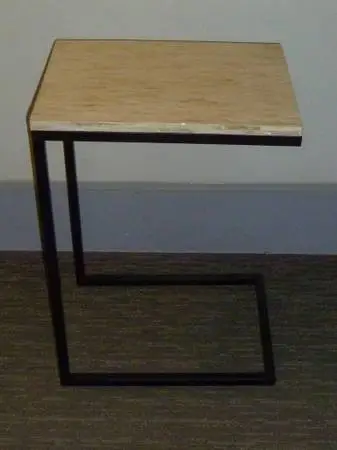 Pier 1 bedside or chairside C table w/mother-of-pearl veneer top