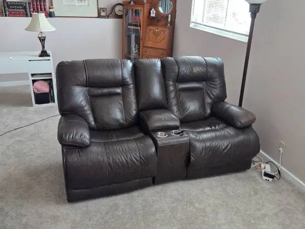 Leather Power Recliner Loveseat Sofa