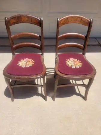 Antique Needlepoint Walnut Chairs
