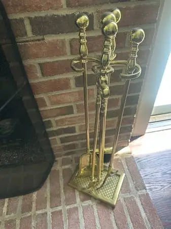 Brass Fireplace Tool Set (Vintage)