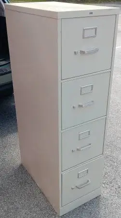 HON,4-Drawer,Letter-Size File Cabinet,Light Gray,Rails,Lock-Key