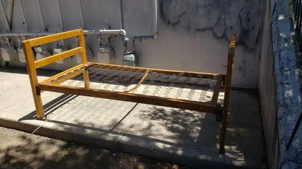 Twin XL wood/steel bed frame with headboard & footboard